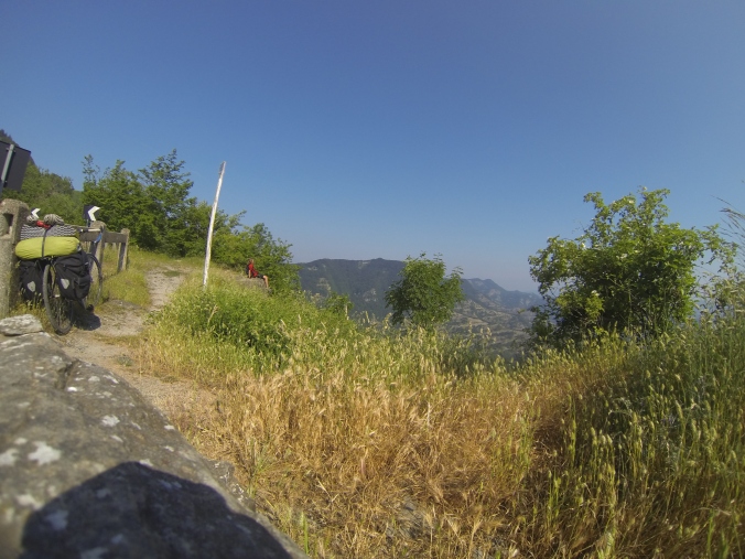GoPro Timer Trials, sitting on a cliff, looking over a Gypsum mountain wonderland